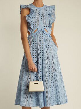 Self-Portrait broderie-anglaise cotton midi dress